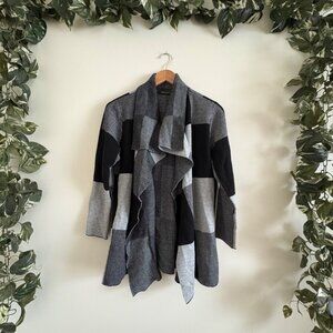 MEROKEETY Long Sleeve Knit Open Cardigan Plaid Multi Women’s Size S